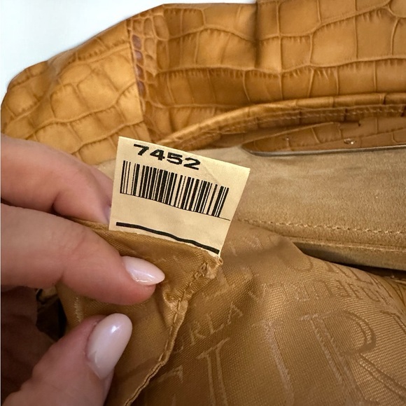 Furla cognac crocodile embossed large leather baguette - Picture 13 of 16